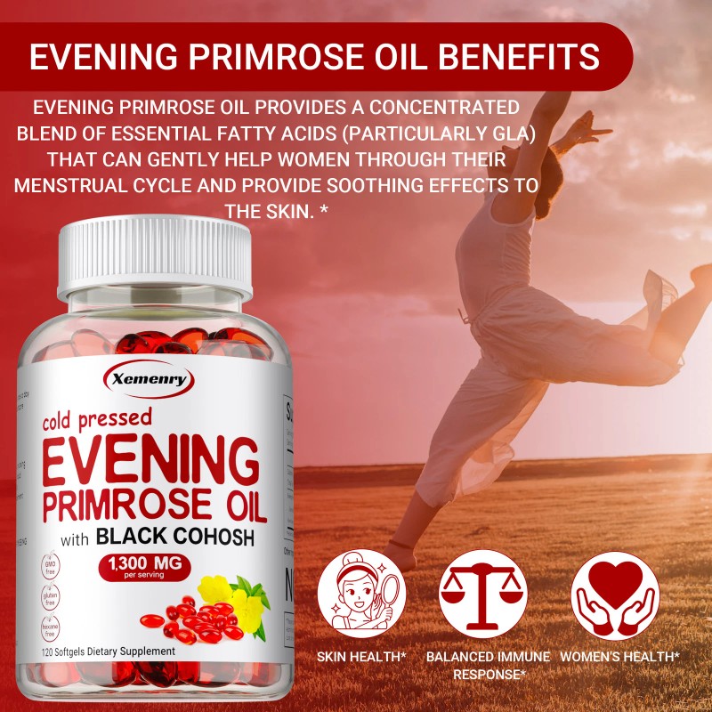 Evening Primrose Oil Capsules 1300mg - Healthy Skin Supports, Hormonal
