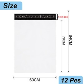 12P 23"x31"Extra Large White Plastic Mailing Postage Bag Post Parcel Bags for Posting Mailers Shipping,Mailing Poly Postal Self Seal Bags Package Bags Mail Envelopes for Packaging Clothes Parcel,Boxes