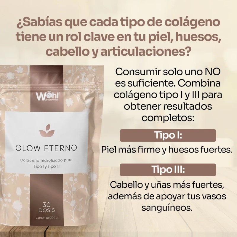 Pack 3 Glow Eterno Colágeno Hidrolizado Premium Laboratorios Wöhl