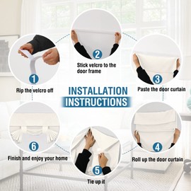 H.VERSAILTEX French Door Curtains Linen Textured Privacy Blinds Kitchen Window Curtains Waterproof 26 X 40 Inch Room Darkening for Glass Door Tie Up Shade, 1 Panel, Heather Ivory