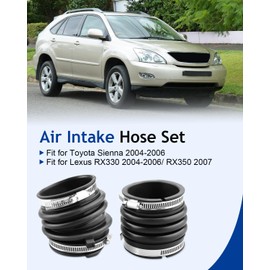 2Pcs Air Intake Hose Set Fit for Toyota Sienna 2004 2005 2006, Fit for Lexus RX330 2004 2005 2006 / RX350 2007 3.3L V6 Engine with Clamps Replace 17881-AA020 17882-AA020