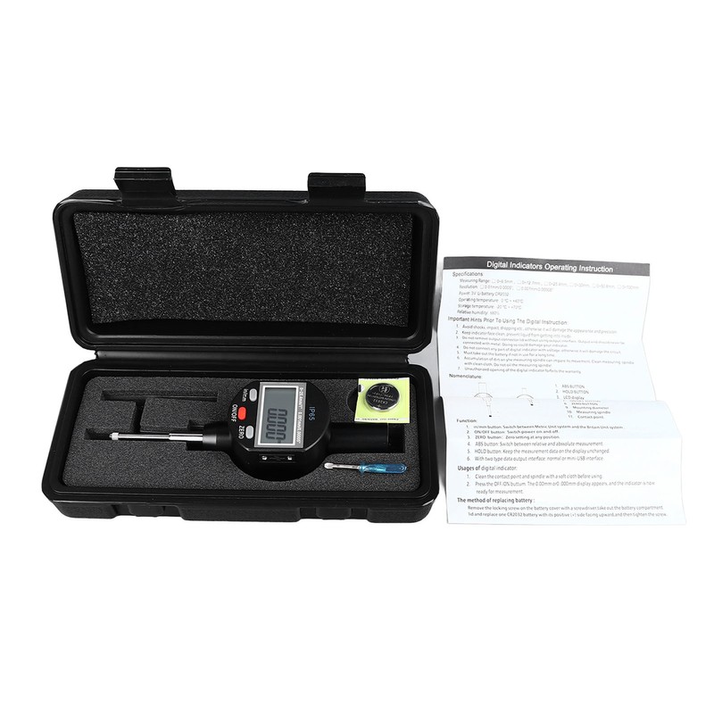Dial Indicator Digital Display 0.00005in/0.001mm Resolution 0 to 25.4mm Range