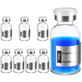 Biomed Solutions Empty Sterile Vial Sealed with Butyl Rubber Stopper and Flip Top Closure,Type 1 Borosilicate Glass Tubing,Individually Packed (20mL 8Pcs)