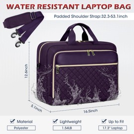 NEWHEY Laptop Bag 17.3 Inch for Women Laptop Briefcase Computer Bag Laptop Bag Business Notebook Bag Waterproof Shoulder Bag for Business, dark purple