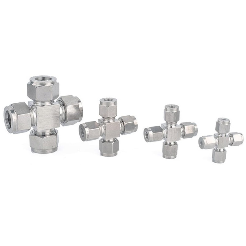 Compression Tube Pipe Fitting Stainless Steel Compression Fitting Adapter Cross