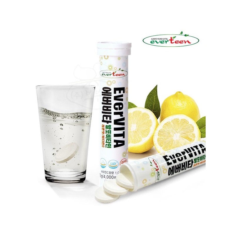 에버비타 발포비타민 1,000_레몬맛 18정 EverVita Effervescent Vitamin 1,000_Lemon Flavor 18