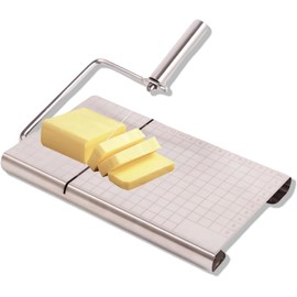 Stainless Steel Replaceable Wire Cheese Cutter Set - Comes with 5 Extra Replacement Wires, Ideal for Block Cheese and Butter Slicing