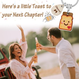 PEALICIOUS Cute Toast Keychain for Girls, Coworker Leaving Gifts as New Beginnings Stuff for Next Chapter, Congratulations Gifts for Her with Good Luck as Boss Promotion, Retirement, Graduation