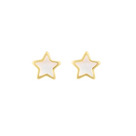 Dew Gold Plated Sterling Silver with Mother of Pearl Star Stud Earrings