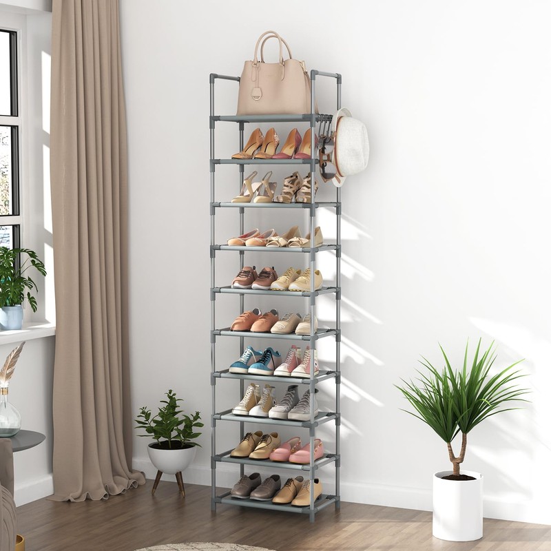 LANTEFUL 10 Tiers Tall Shoe Rack 20-25 Pairs Boots Organizer