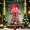 YUEMING Christmas Tree Topper Hat, Red Hat with Striped Bow