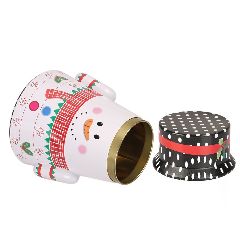 Christmas Candy Iron Box Roly Poly Design Santa Claus Snowman