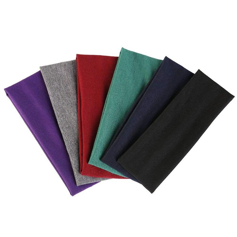 6 Pieces Yoga Cotton Headbands, Elastic Head Bands for Teans