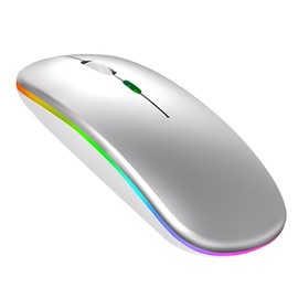 Lancoon Kabellose Maus mit Gaming 2.4G Leise Bunte Lichter Wiederaufladbar Einstellbare DPI Ausdauer Ergonomisches Design Plug and Play für Computer Arbeiten (Silber)