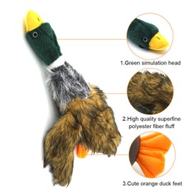 ZHONGYU Plush Mallard Duck Dog Toy, Squeaky Dog Toy, Plush Dog Chew Toy for Small Medium Dogs, 8-Inch