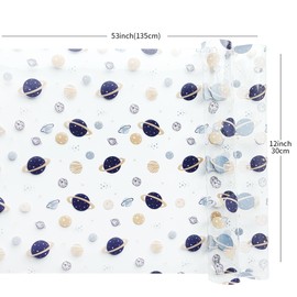 HYANG Cosmic Planet TPU Fabric Clear Jelly Vinyl Roll: 30cm x 135cm TPU Fabric For Making Handbags, Earrings, DIY Projects (Saturn)