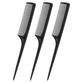 Rat Tail Comb Set-3Pcs Rat Tail Hair Teasing Fine Tooth Combs for Women Girls, Parting &Hair Styling Tools(Black)