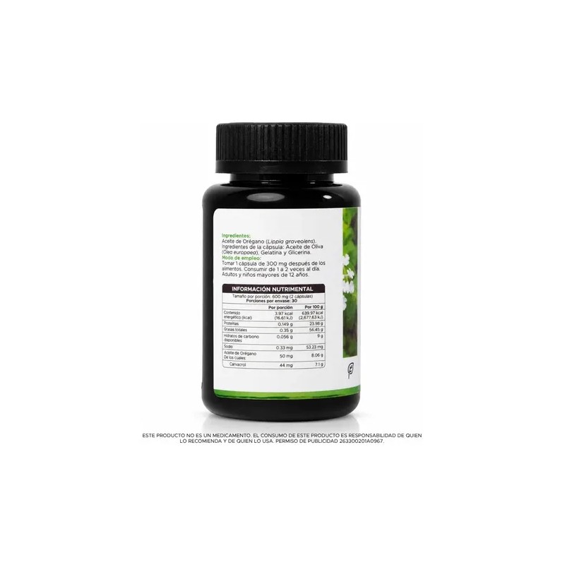 Pacalli Aceite De Orégano 88 Carvacrol 60 Cápsulas