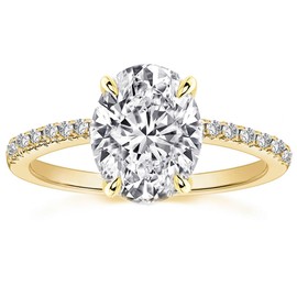 RURULUYA 1.5CT Elongated Oval Cut Engagement Rings for Women,Simulated Diamond Ring,925 Sterling Silver 18K Yellow Gold Plated Promise Ring Size 6