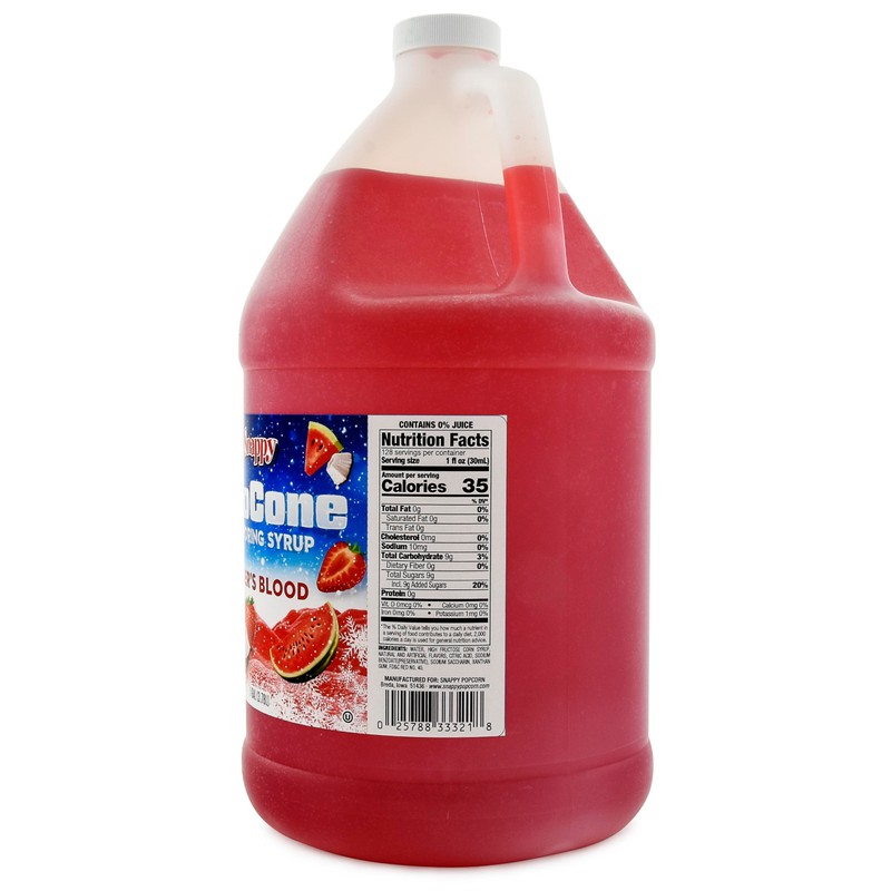 Snappy Tigers Blood Sno Cone Syrup, 1 Gallon (128 ounces)
