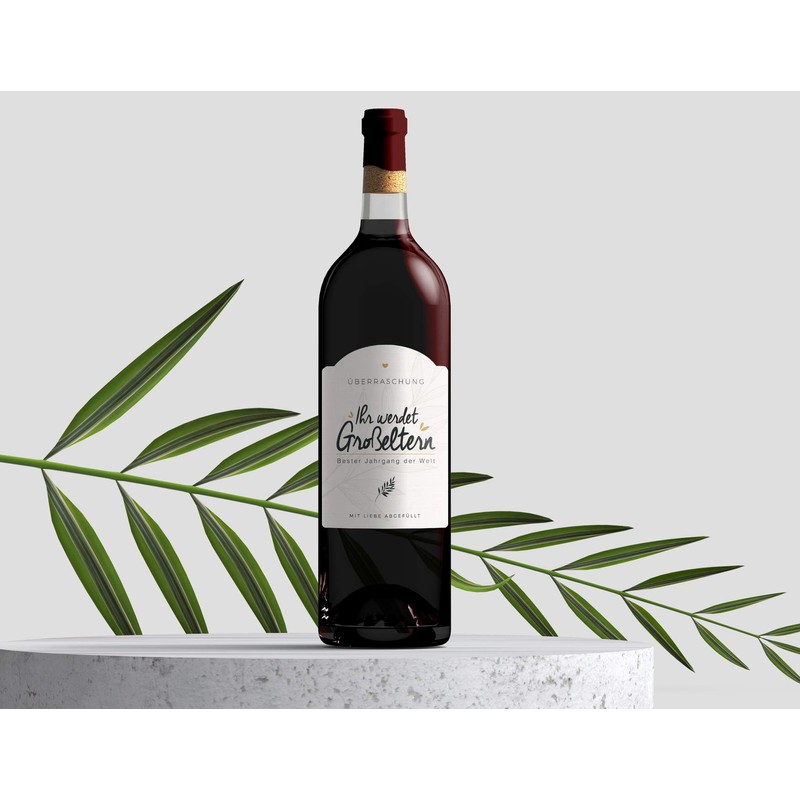 Bottle Label Grosseltern, “Ihr werdet Grosseltern”, 10 x 7 cm,