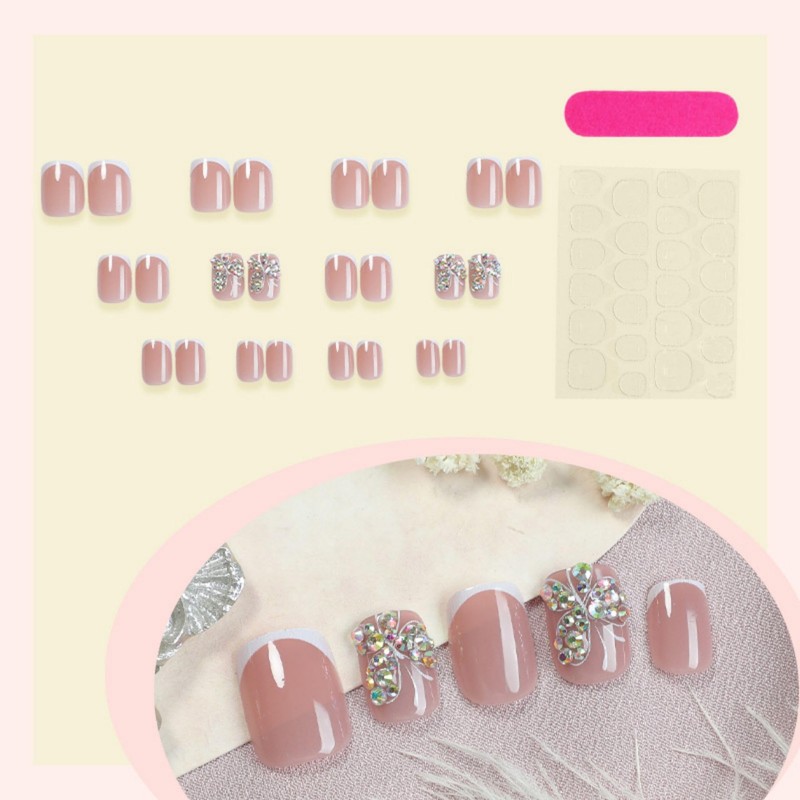 QQPPOLIU Short Press on Nails Gule on Fake Nails with
