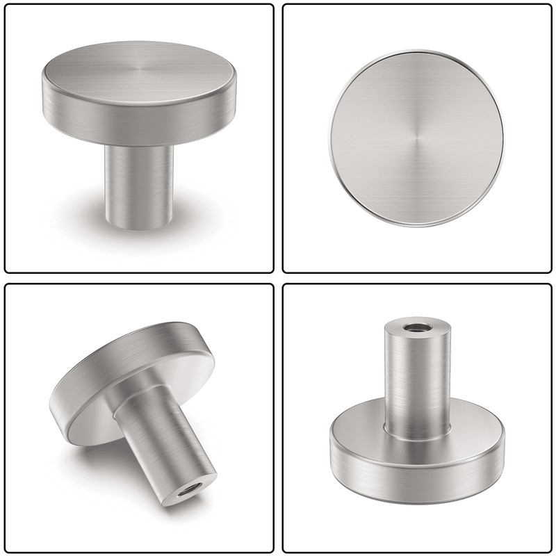 homdiy 20 Pack Brushed Nickel Cabinet Knobs, Round Kitchen Drawer