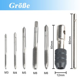Mesee 5 Piece Hand Tap Wrench Set, T Handle Tap Wrench Ratchet, Tap Set, Ratchet Thread Holder, M3 M4 M5 M6 M8 Adjustable Tap T-shaped Wrench Kit