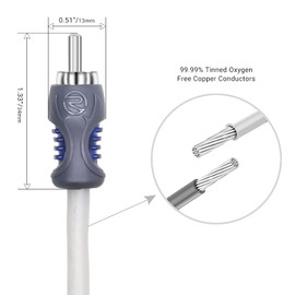 RECOIL RMI26 Tinned Oxygen Free Copper 2-Channel 6ft RCA Audio Interconnects Cable for High-End Car Audio Marine Motorcycle & UTV ATV Audio, Triple-Shielded with Noise Rejection for Tough Environment