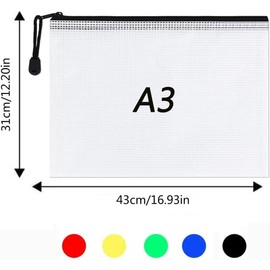 A3 Plastic Zip Wallets - 12PCS A3 Zip Lock Bags Plastic Document Folders Mesh Zipper File Bags Waterproof Travel Storage Pouch for School Office Supplies, Puzzles, Board Games & Craft Projects