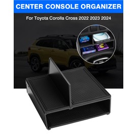 Autorder Center Console Organizer for Toyota Corolla Cross 2022 2023 2024 2025 Without Wireless Charger Accessories Armrest Storage Box Secondary Insert Tray Partition Panel Black(NOT for Corolla)