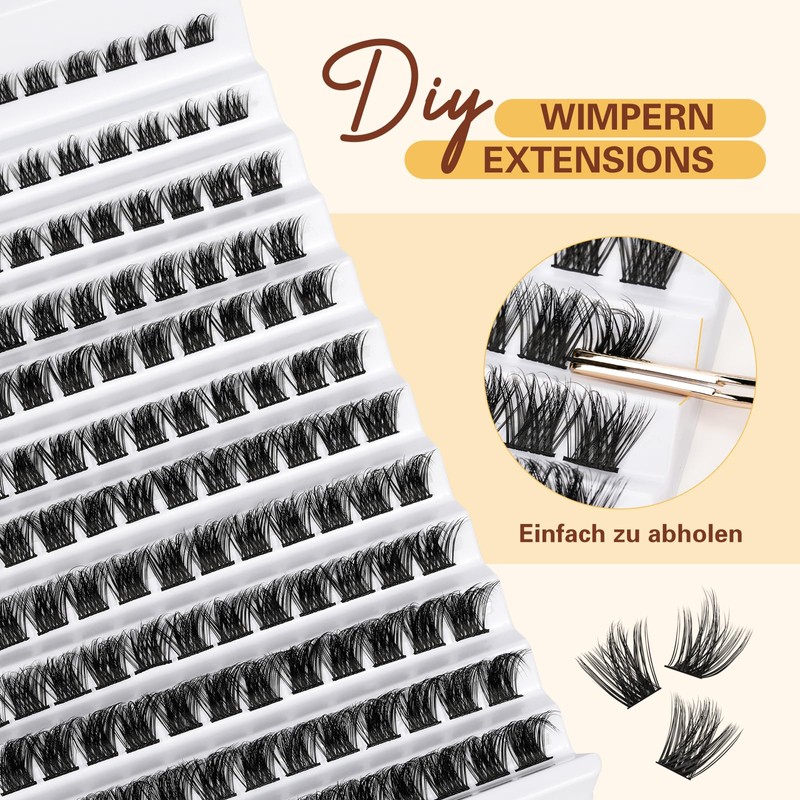 QUEWEL Eyelash Clusters, Mixed Length, Natural Look, False Eyelashes, Durable