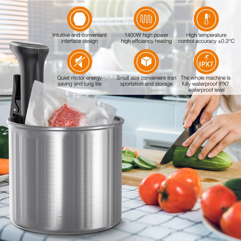 Sous Vide Machine 1100W Upgraded Sous Vide Cooker Ultra-quiet Working