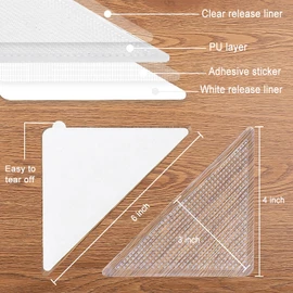 8 Pcs Non Slip Rug Pads, Triangle Anti Slip Carpet Grippers, Do not harm the floor rug Grippers for Carpet, Keep Rug in The Place & Make Corner Flat, Reusable and Washable Rug Pad for Rugs (Clear)