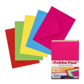 Pukka Pad, Pukka Post & Packaging Gummed Envelopes - Pack of 25, Ready-to-Seal, Durable 100GSM Postal Envelopes for Letters, Invitations, and Other Mail - 114 x 162mm, Size C6, Brights