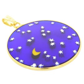 GlassOfVenice Murano Glass Millefiori Pendant "Starry Night" in Gold-Plated Frame 1-1/4"