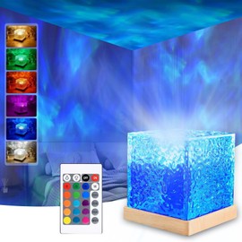 TGYWCHY Ocean Wave Projector Lamp,Northern Lights Aurora Projector Light,16 Colors Gradual Rotating Flame Water Lamp，Cube Night Light with Remote Control for Living Room Bedroom Decor Hotel, etc