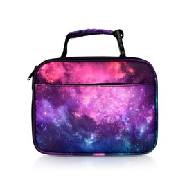 Galaxy Lunch Bags for Girls Boys Purple Gourmet Tote Bag Lunchbox Organizer for School/Picnic/Beach