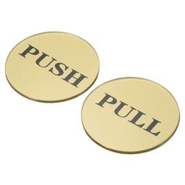 PATIKIL Push Pull Door Sign, 2 Pack Self-Adhesive Round Acrylic Gate Sticker Wall Marker for Office Store Shop, Golden