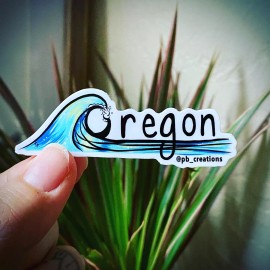 Oregon Coast Wave State Vinyl Sticker Water bottle, Bumper, Computer Sticker