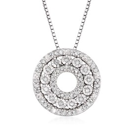 Ross-Simons 0.21 ct. t.w. Diamond Circle Pendant Necklace in Sterling Silver. 20 inches
