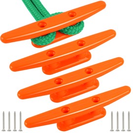 Orange Nylon Boat Cleat 6 inch, Dock Cleat With Hardware 4 Pack,Boat Dock Cleats Nylon Cleat for Kayak Rope Cleat Used for Docking Boats,Small Vessels,Canoe,Mooring,Maritime Decor,Dock Tie Down Cleats