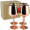 PG Copper/Rose Gold Stem Stainless Steel Wine Glass Set 4-18.5
