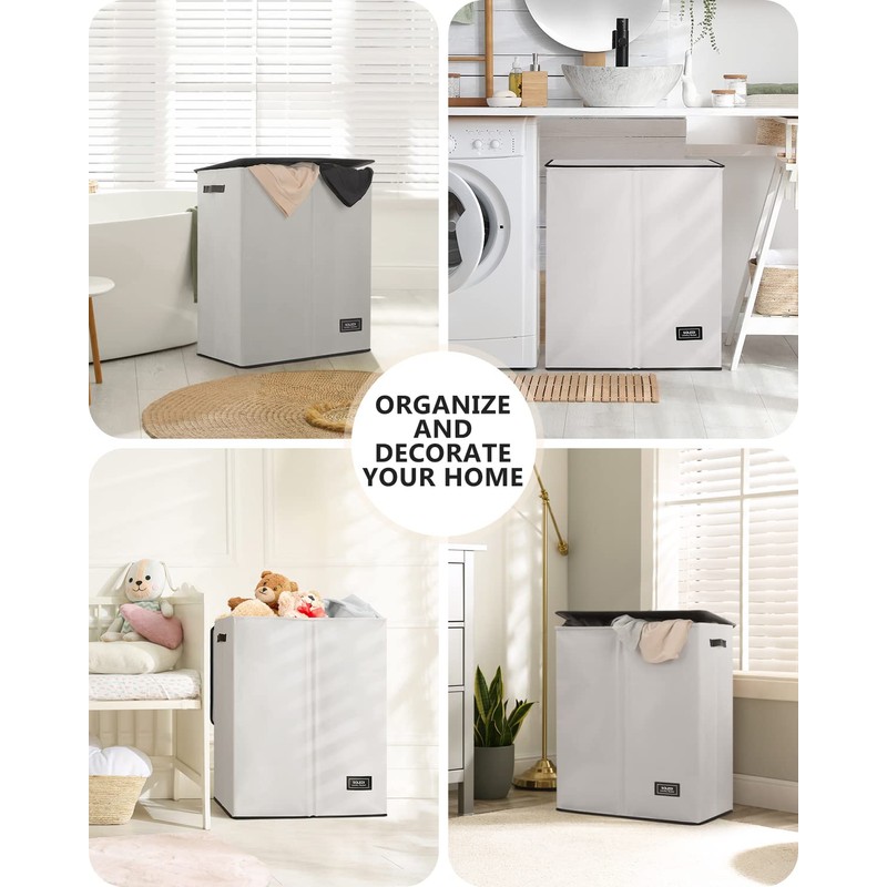 SOLEDI Luxury Double Laundry Hamper with Lid and Removable Bags,