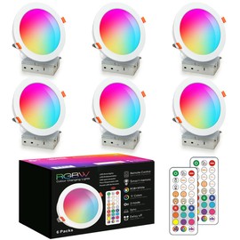 HEKEE LED Reccessed Downlights, Color Changing, 6 Inch, Recessed Ceiling Lights (6 Packs)