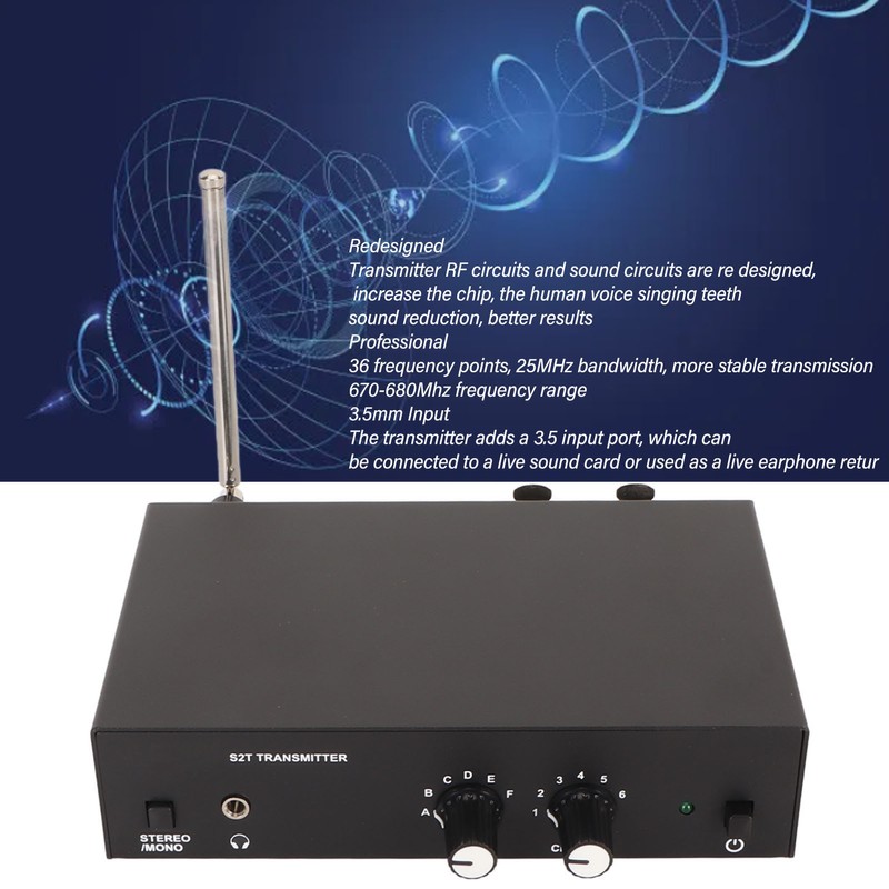 UHF Stereo Wireless Monitor System Professional 670‑680Mhz Wireless IEM System
