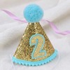 Toyvian 2nd Birthday Hat Glitter Cone Hat Adjustable Tiara Headbands