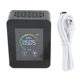 Carbon Dioxide Detector Large Screen Semiconductor Sensor Air Quality Monitor with Temperature Humidity Testing for Home Black
