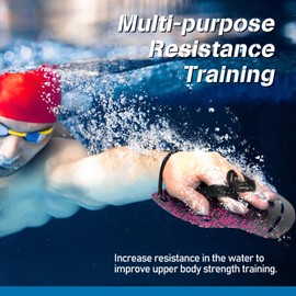 Curved Swimming Paddle Swimming Hand Paddle with Adjustable Straps for Upper Body Strength Swimming Training, Blue/Yellow/Pink (Pink)