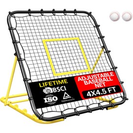 Dimples Excel Adjustable Baseball Softball Rebounder Net 4x4.5 FT with Baseball Practice for Adult Backyard Indoor Outdoor Training